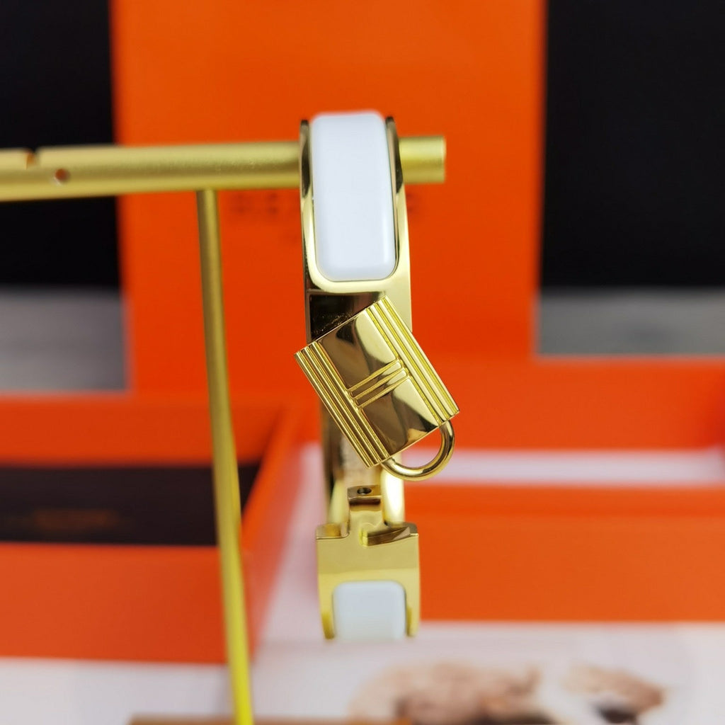 18K Clic Cadenas White Hermes Bracelet