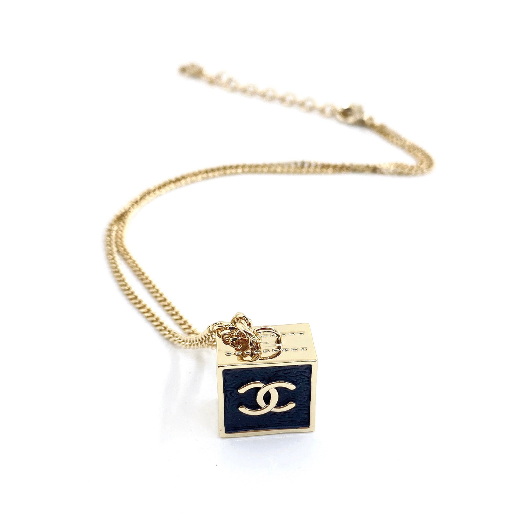 18K  Chanel Square Pendant Necklace