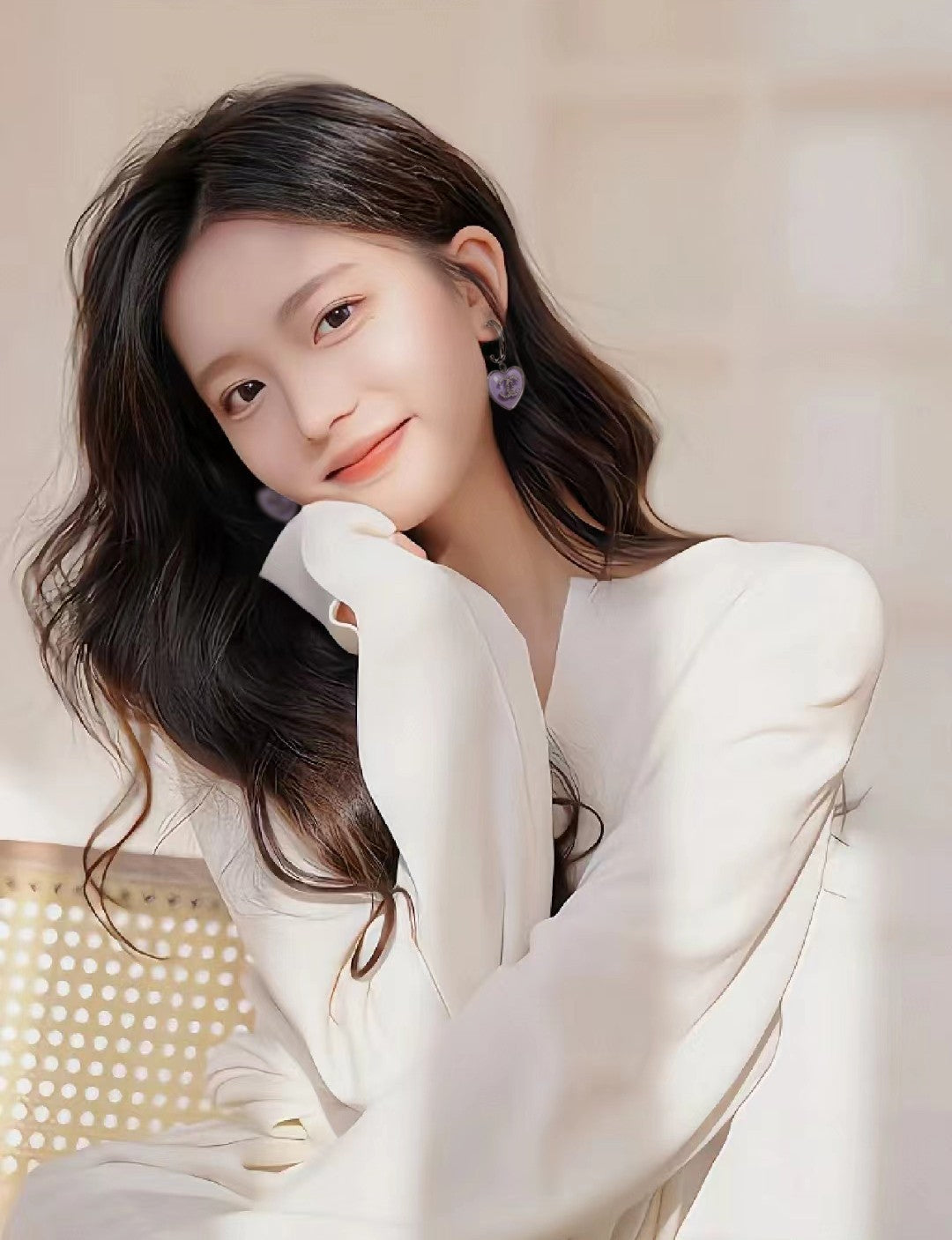 18K  Chanel Purple Heart Earrings