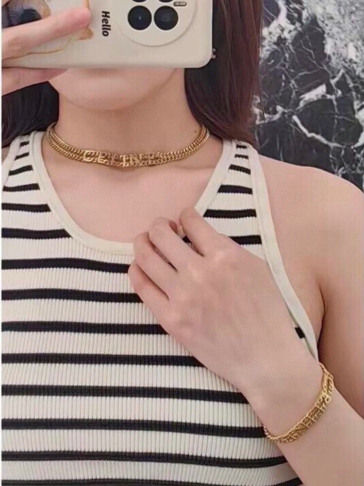 18K Celine Script Choker Necklace