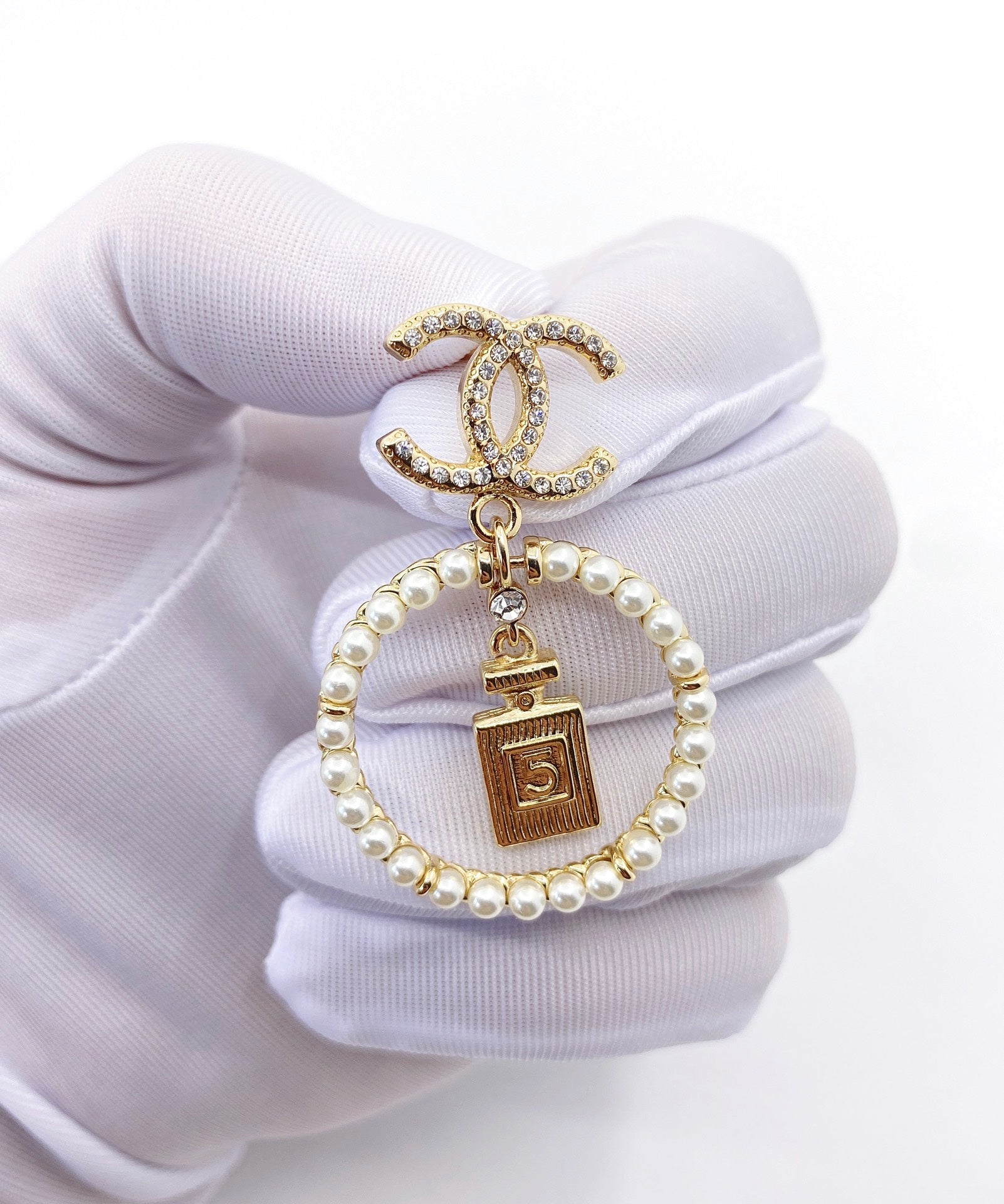 18K  Chanel No.5 Perfume Bottle Earrings