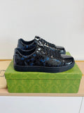 Gucci Men's Black and Dark Blue Patterned Sneakers — front