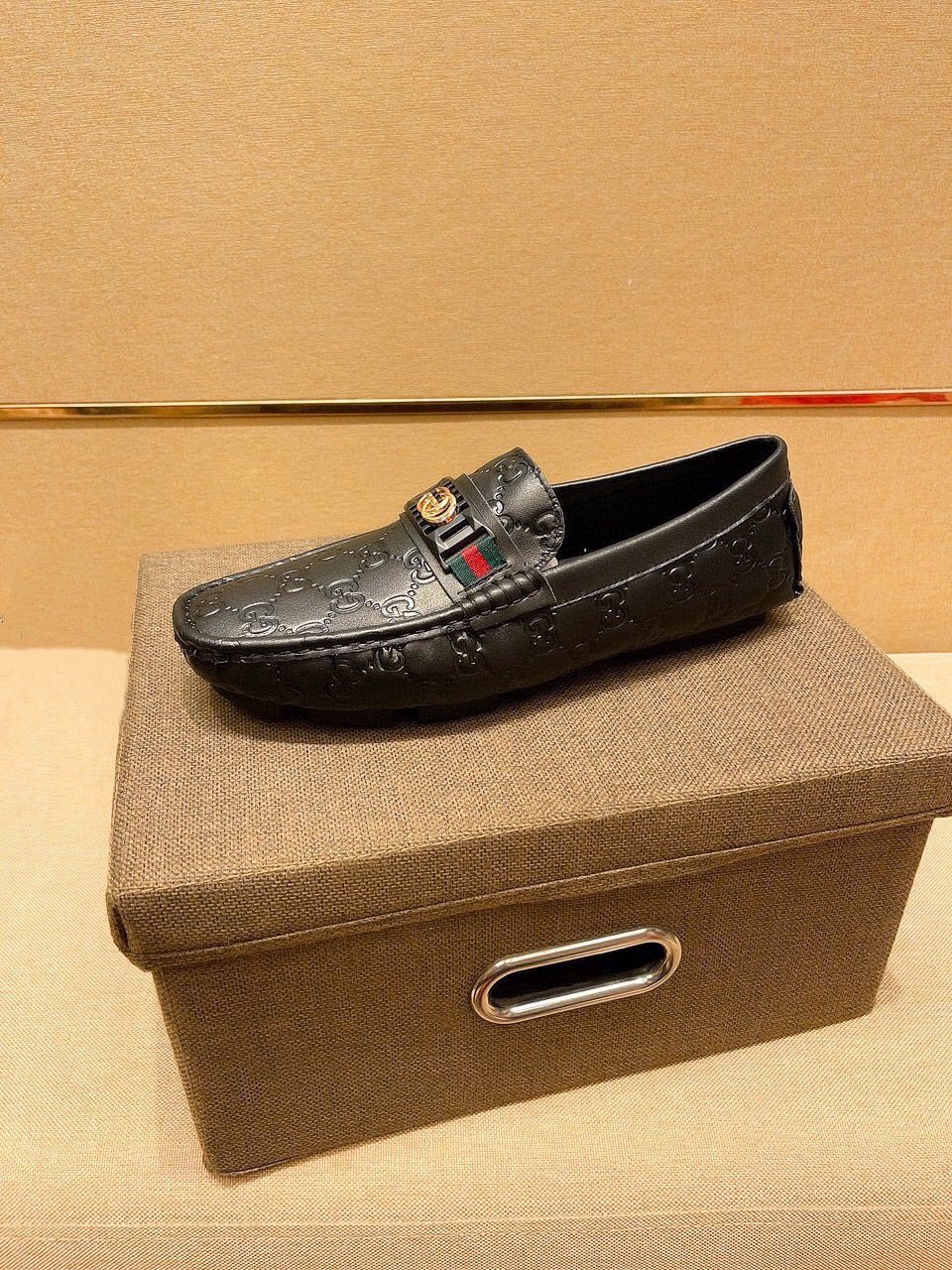 Gucci Black Embossed Loafers — front