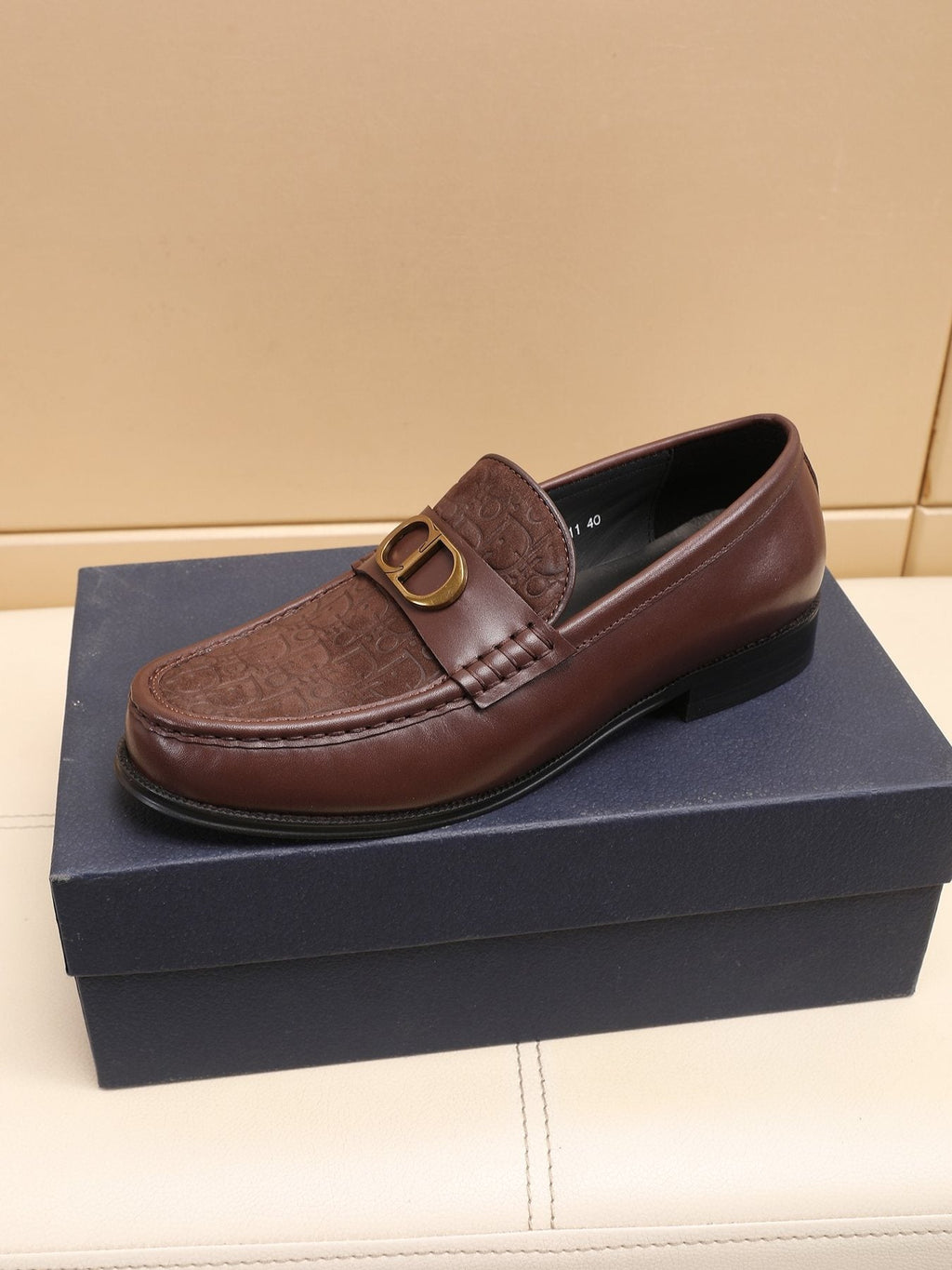 Dior Textured Buckle Loafers — side