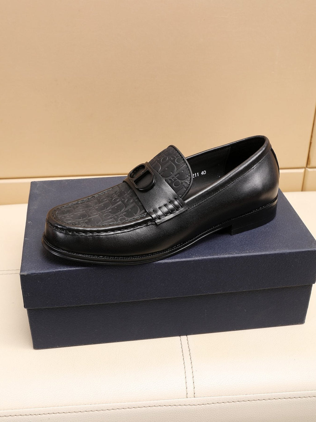 Dior Textured Buckle Loafers — side