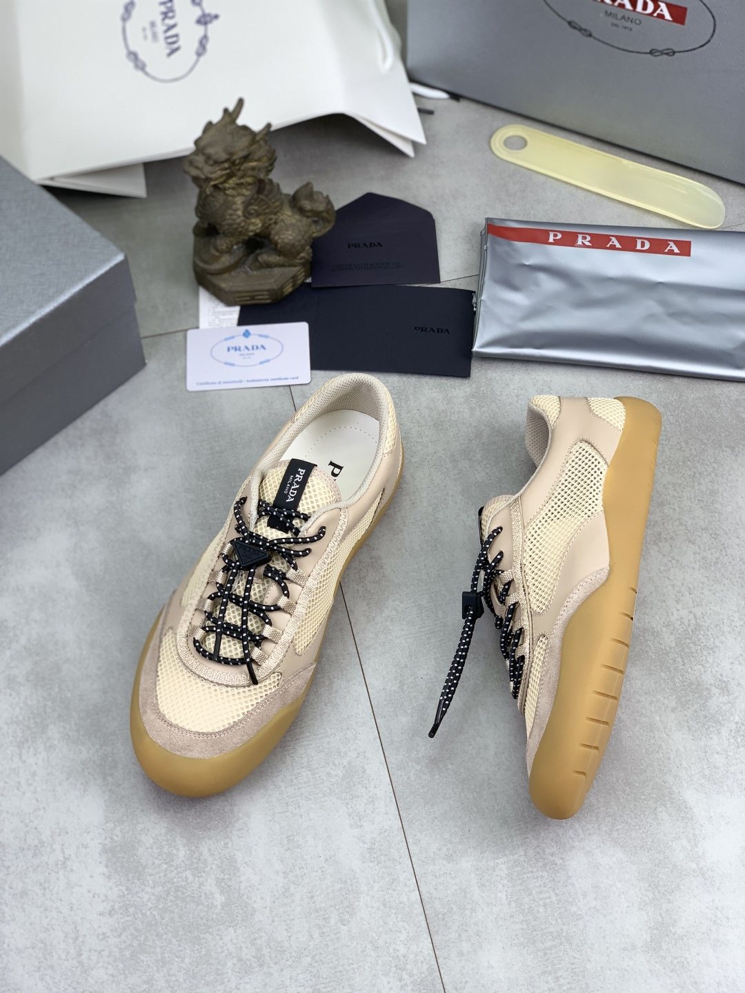 Prada Paneled Low-Top Sneakers — front