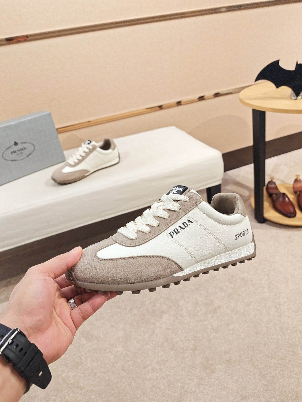 Prada Paneled Low-Top Sneakers — model