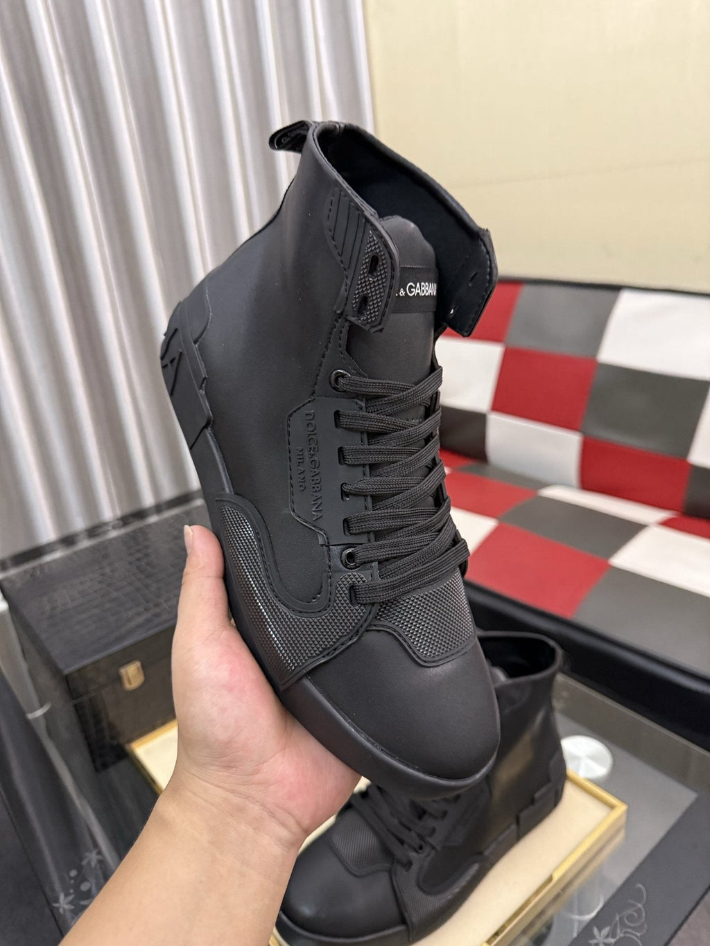 Dolce & Gabbana Paneled High-Top Sneakers — model