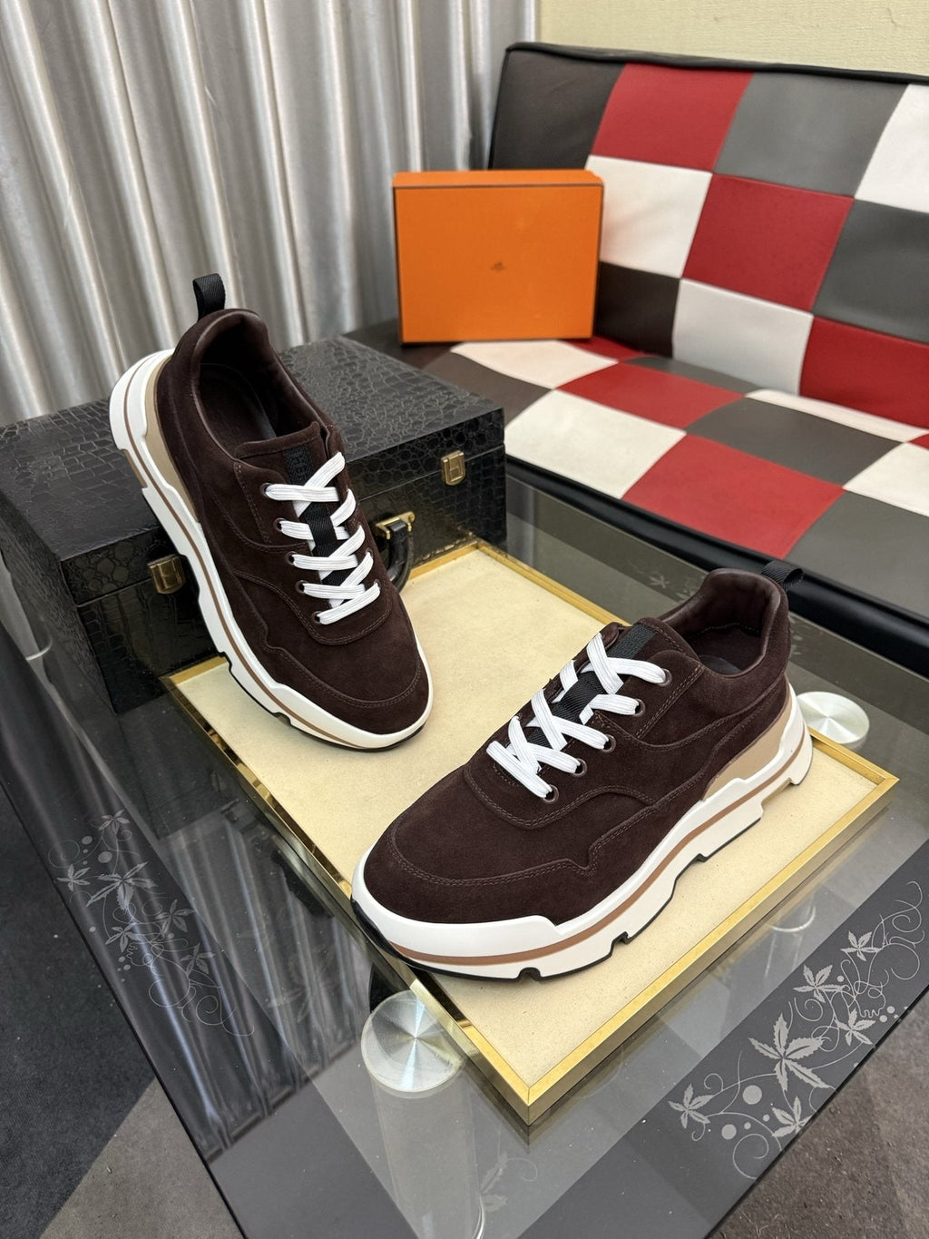 Hermès Layered-Sole Casual Sneakers — front