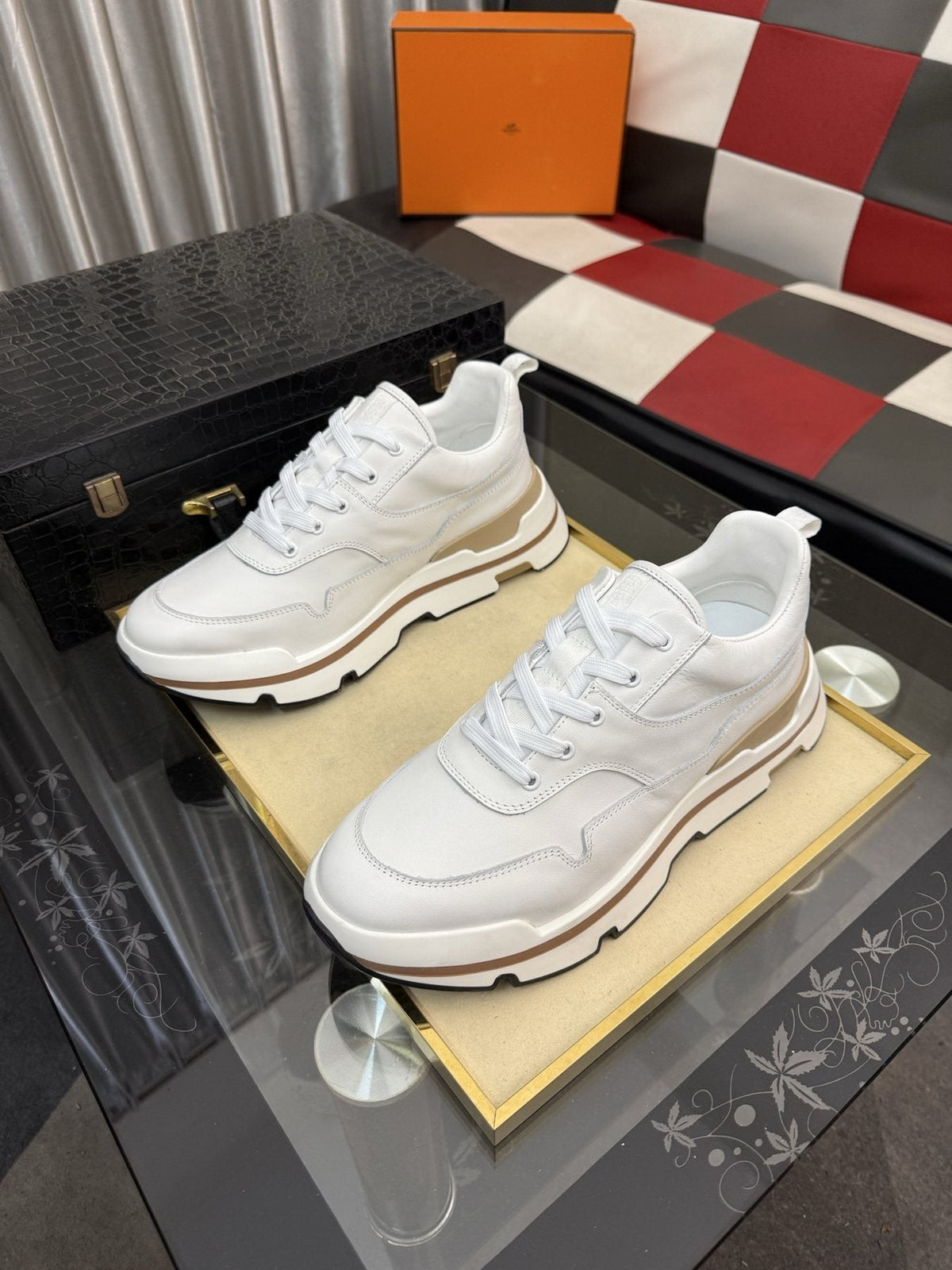 Hermès Layered-Sole Casual Sneakers — front