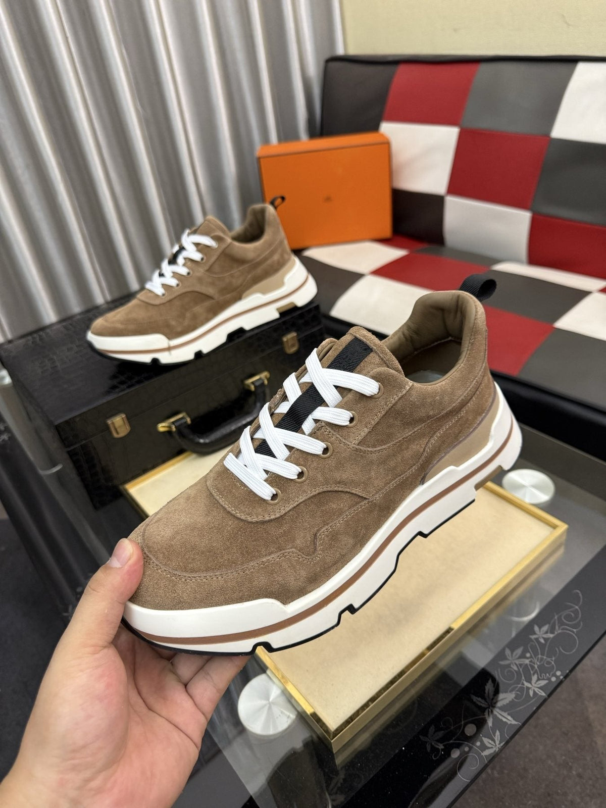Hermès Layered-Sole Casual Sneakers — model