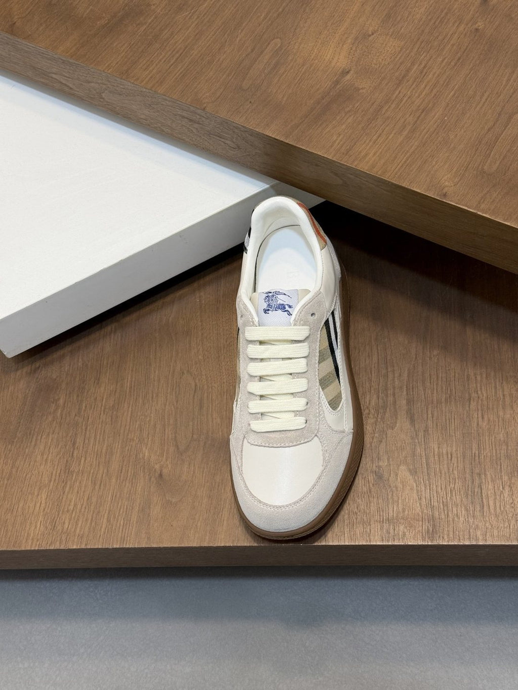 Burberry Check-Panel Low-Top Sneakers — front