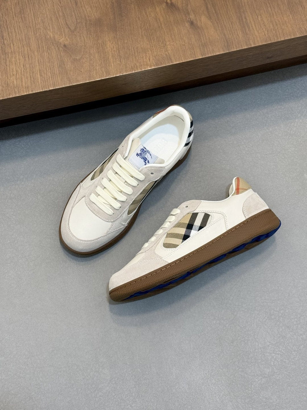 Burberry Check-Panel Low-Top Sneakers — front