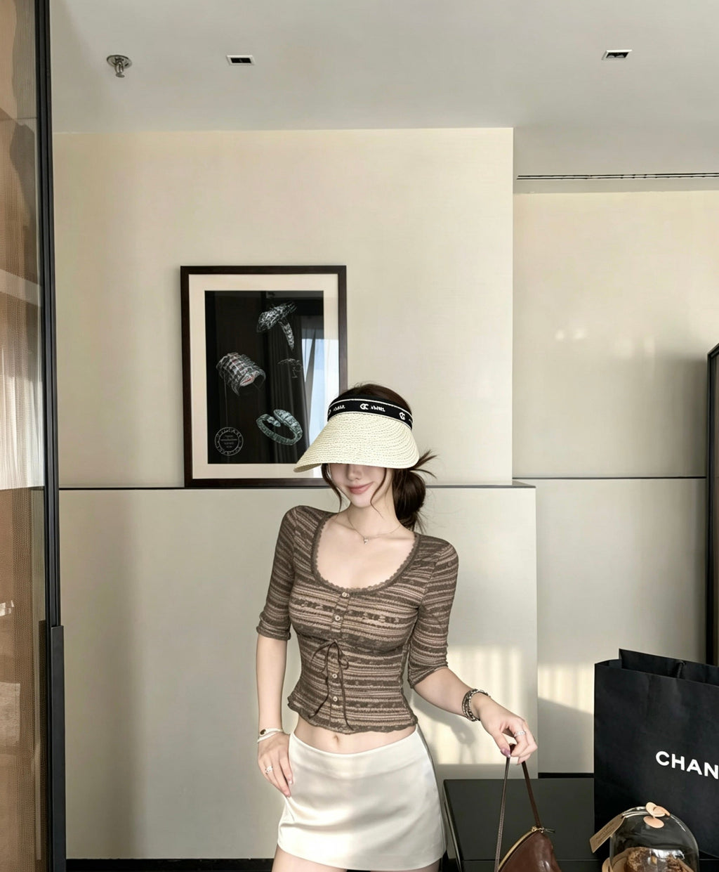CHANEL Tweed Sun Visor Hat