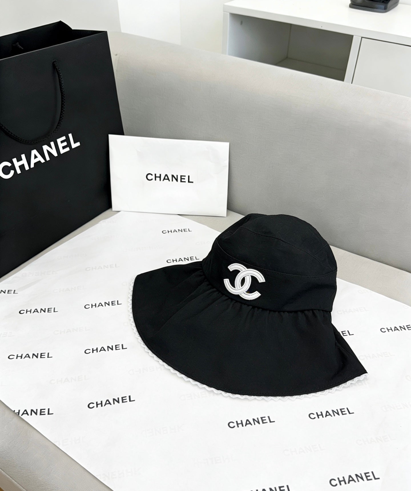 CHANEL Quilted Sun Visor Hat