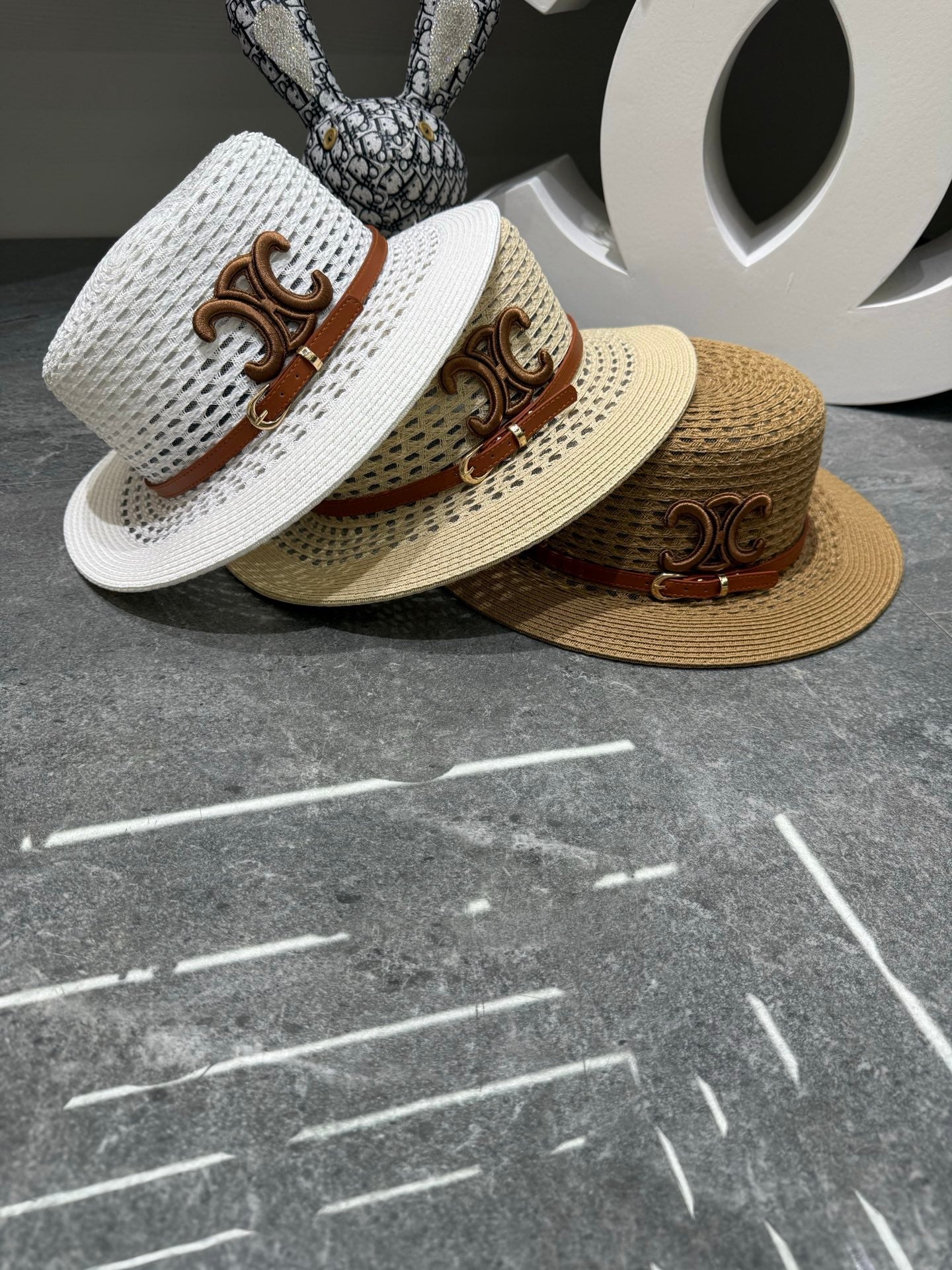 CELINE Straw Flat-Top Sun Hat