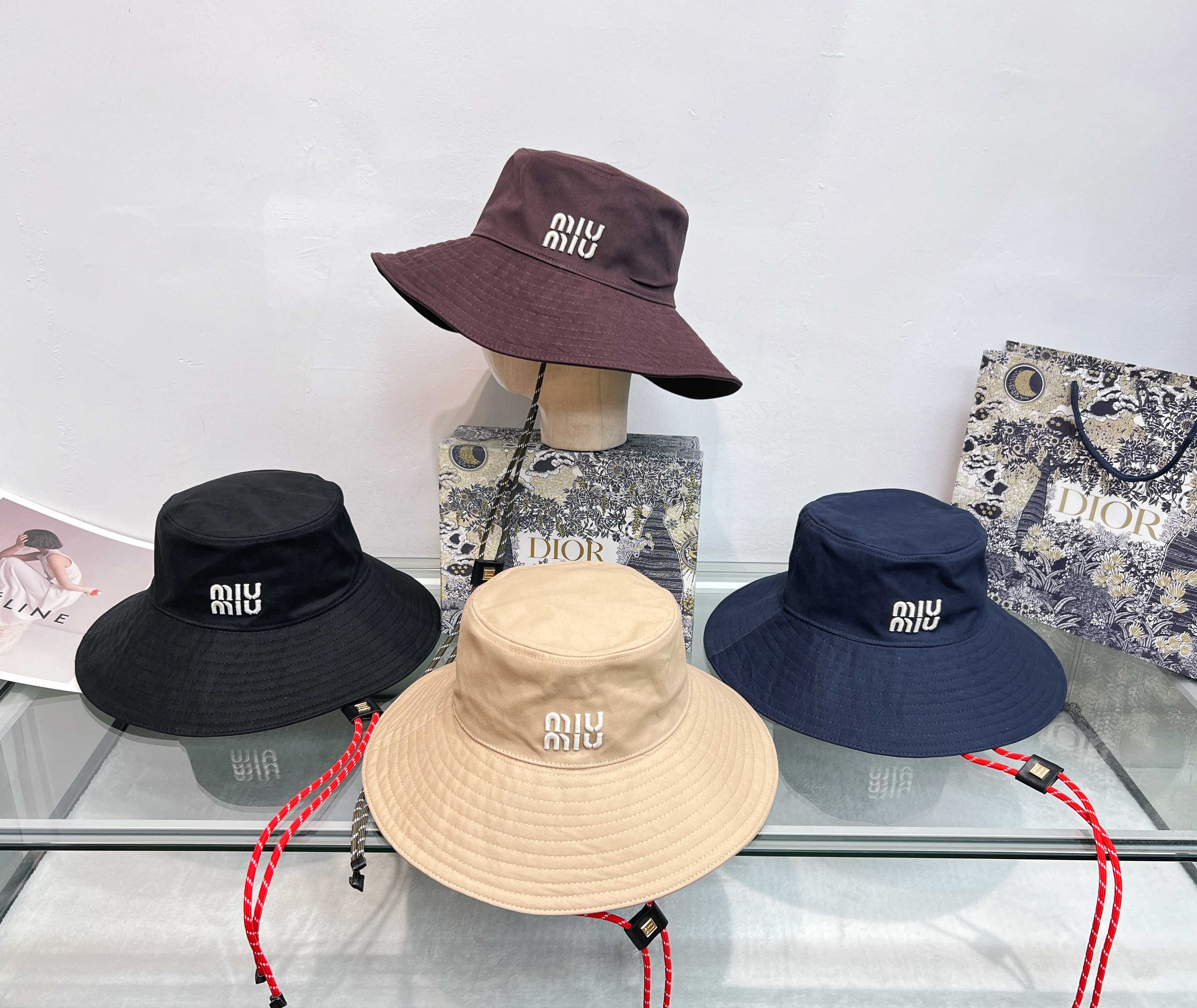 MIU MIU Wide Brim Bucket Hat